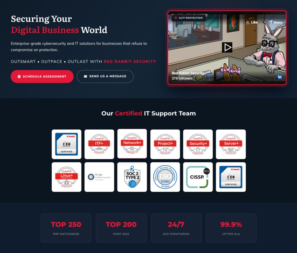 Red Rabbit Security website, desktop view